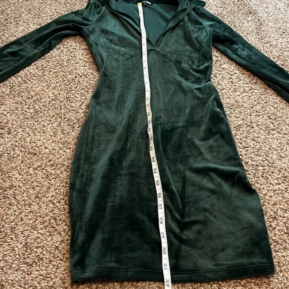 Fashion Nova velour mini dress collared velvet like size xs green sleeves long - Picture 8 of 9